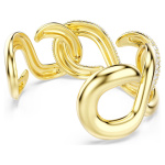 Dextera cuff Round cut, White, Gold-tone plated